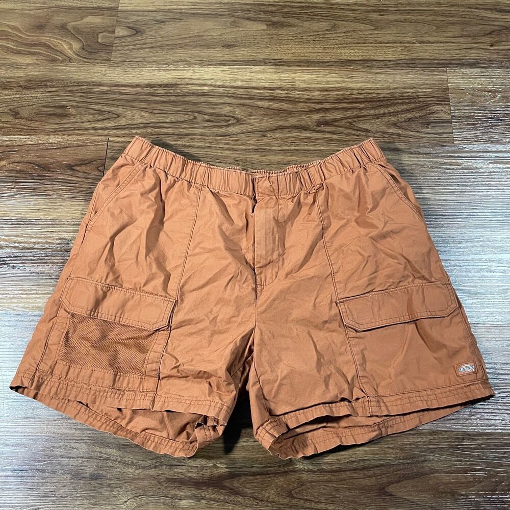 Dickies Fisherville Cargo Short Khaki Casual Bermuda Shorts Brown Cotton Women L